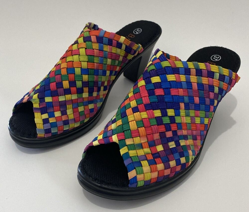 Bernie Mev Sun Texas Rainbow Basket Weave Slide Mule Shoes EU 37 US 6.5 - 7 NEW - Picture 5 of 10